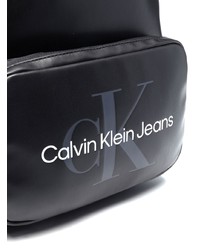 schwarzer bedruckter Leder Rucksack von Calvin Klein Jeans