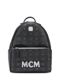 schwarzer bedruckter Leder Rucksack von MCM
