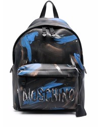schwarzer bedruckter Leder Rucksack von Moschino
