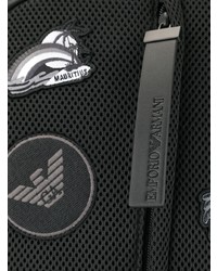schwarzer bedruckter Leder Rucksack von Emporio Armani