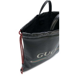 schwarzer bedruckter Leder Rucksack von Gucci