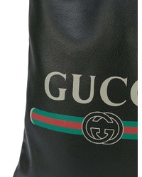 schwarzer bedruckter Leder Rucksack von Gucci