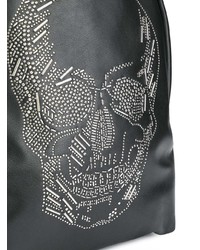 schwarzer bedruckter Leder Rucksack von Alexander McQueen