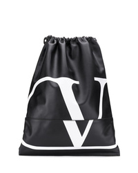 schwarzer bedruckter Leder Rucksack von Valentino