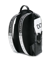 schwarzer bedruckter Leder Rucksack von Dolce & Gabbana