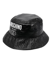 schwarzer bedruckter Lederfischerhut von Moschino