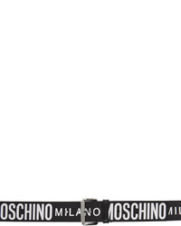 schwarzer bedruckter Ledergürtel von Moschino