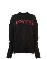 schwarzer bedruckter Oversize Pullover von Amiri