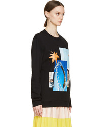 schwarzer bedruckter Oversize Pullover von Raf Simons