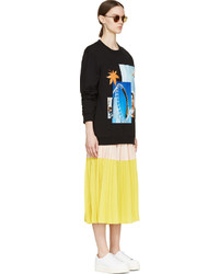 schwarzer bedruckter Oversize Pullover von Raf Simons