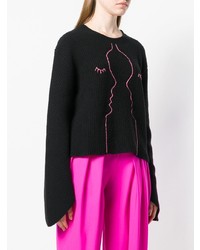 schwarzer bedruckter Oversize Pullover von Vivetta