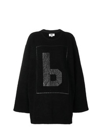 schwarzer bedruckter Oversize Pullover von MM6 MAISON MARGIELA