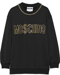 schwarzer bedruckter Oversize Pullover von Moschino