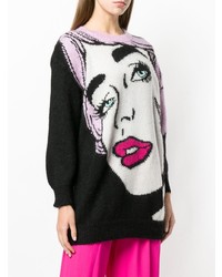 schwarzer bedruckter Oversize Pullover von Moschino