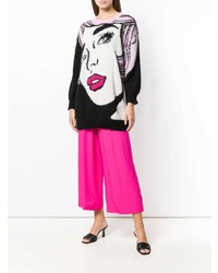 schwarzer bedruckter Oversize Pullover von Moschino