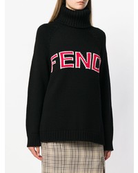 schwarzer bedruckter Oversize Pullover von Fendi