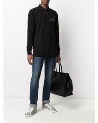 schwarzer bedruckter Polo Pullover von Philipp Plein