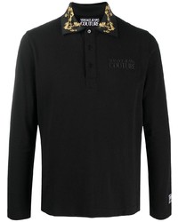 schwarzer bedruckter Polo Pullover von VERSACE JEANS COUTURE