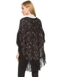 schwarzer bedruckter Poncho von Ella Moss