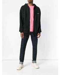 schwarzer bedruckter Pullover mit einem Kapuze von Calvin Klein 205W39nyc