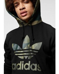 schwarzer bedruckter Pullover mit einem Kapuze von adidas Originals