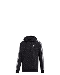 schwarzer bedruckter Pullover mit einem Kapuze von adidas Originals