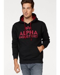 schwarzer bedruckter Pullover mit einem Kapuze von Alpha Industries