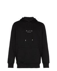 schwarzer bedruckter Pullover mit einem Kapuze von Alyx