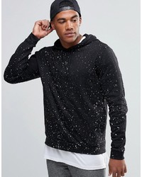 schwarzer bedruckter Pullover mit einem Kapuze von Asos