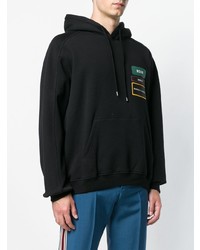 schwarzer bedruckter Pullover mit einem Kapuze von MSGM