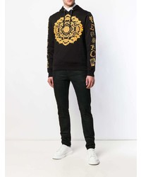 schwarzer bedruckter Pullover mit einem Kapuze von Versace