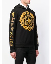 schwarzer bedruckter Pullover mit einem Kapuze von Versace