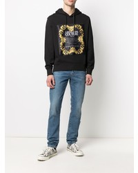 schwarzer bedruckter Pullover mit einem Kapuze von VERSACE JEANS COUTURE