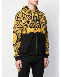 schwarzer bedruckter Pullover mit einem Kapuze von Versace