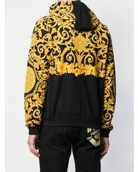 schwarzer bedruckter Pullover mit einem Kapuze von Versace