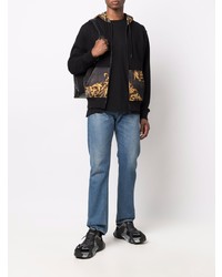 schwarzer bedruckter Pullover mit einem Kapuze von VERSACE JEANS COUTURE