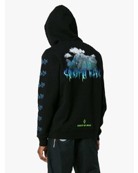 schwarzer bedruckter Pullover mit einem Kapuze von Marcelo Burlon County of Milan