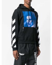 schwarzer bedruckter Pullover mit einem Kapuze von Off-White