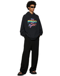 schwarzer bedruckter Pullover mit einem Kapuze von Balenciaga