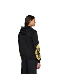 schwarzer bedruckter Pullover mit einem Kapuze von Versace