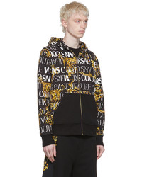 schwarzer bedruckter Pullover mit einem Kapuze von VERSACE JEANS COUTURE