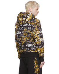 schwarzer bedruckter Pullover mit einem Kapuze von VERSACE JEANS COUTURE