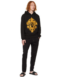 schwarzer bedruckter Pullover mit einem Kapuze von VERSACE JEANS COUTURE