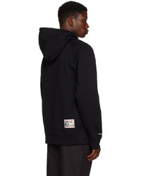 schwarzer bedruckter Pullover mit einem Kapuze von Wood Wood