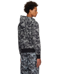 schwarzer bedruckter Pullover mit einem Kapuze von VERSACE JEANS COUTURE