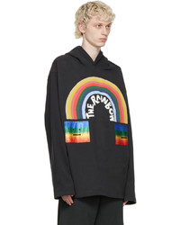 schwarzer bedruckter Pullover mit einem Kapuze von Acne Studios