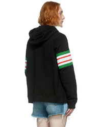 schwarzer bedruckter Pullover mit einem Kapuze von Gucci