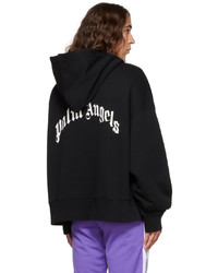 schwarzer bedruckter Pullover mit einem Kapuze von Palm Angels