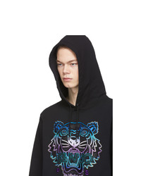 schwarzer bedruckter Pullover mit einem Kapuze von Kenzo