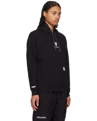 schwarzer bedruckter Pullover mit einem Kapuze von AAPE BY A BATHING APE